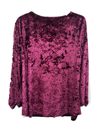 Back view of Sugar Crisp SC14897 Pink crushed velvet long sleeve top