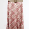 VJLIT1695 Belted Plaid A-Line Midi Skirt