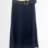 VJLIT1697 Flowy A-Line Midi Skirt with Belt