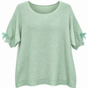 VJLIT1761 Bow Sleeve Soft Knit Relaxed Top