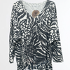 VJLIT1676 Abstract Animal Print Oversized Tunic Top