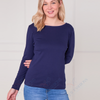 ABLT13253 Basic Navy Long Sleeve Jersey Top