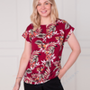AB13668 Tropical Leaf Print Short Sleeve Top