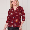 ABLB13243 Ruffle Neck Vintage Floral Tie Blouse