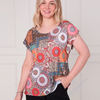 SC00382 Boho Patchwork Print Short Sleeve Top