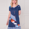 SC00519 Mixed Print Panelled Ruffle Hem Dress