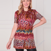 SC00793 Abstract Print Cowl Neck Tunic Top