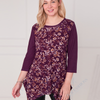 SC02861 Floral Print Asymmetric Blouse Top