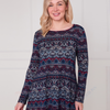 SC02876 Boho Tapestry Print Long Sleeve Tunic Top