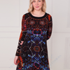 SC02937 Mandala Print Boho Swing Dress
