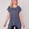 SC02953 Embroidered Neck Ditsy Floral Asymmetric Tunic