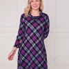 SC02979 Plaid Cowl Neck Swing Dress