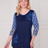 SC03014 Contrast Sleeve Floral Print Tunic Top