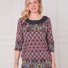 SC03032 Geometric Floral Print Panelled Blouse Top