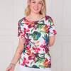 SC03255 Tropical Floral Ribbed Short Sleeve Top