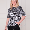 SC03404 Monochrome Animal Print Half Sleeve Top