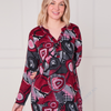 SC03433 Abstract Brushstroke Print Long Sleeve Blouse Top