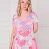 SC03817 Paisley Patchwork V-Neck Handkerchief Hem Top