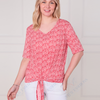 SC04188 Ditsy Floral Tie-Front V-Neck Top