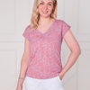 SC04218 Ditsy Floral V-Neck Cap Sleeve Blouse ^