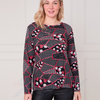 SC04272 Mixed Polka Dot Patch Print Long Sleeve Top