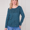 SC04694 Textured Stripe Long Sleeve Casual Top