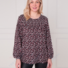 SC05226 Ladies Shirred Yoke Geo Print Top