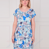 SC05616 Tropical Floral Drawstring Waist Mini Dress