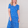 SC05618 Ditsy Daisy Print Short Sleeve Midi Dress
