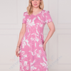 SC05620 Short Sleeve Floral Print Skater Dress