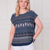 SC13606 Boho Paisley Border Print Cap Sleeve Top