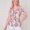 SC14397 Tropical Floral V-Neck Twist Front Top