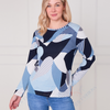 SC15510 Abstract Geometric Print Long Sleeve Top