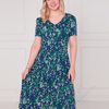 SC15815 Ditsy Floral V-Neck Midi Day Dress