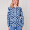 SC16231 Ladies Navy Tie-Dye Print Long Sleeve Top