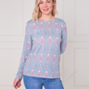 SC16505 Retro Teardrop Print Long Sleeve Top
