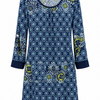SC03013 Navy Lime Floral Print Tunic ^