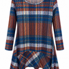 SC03300 Spice Check Print Draped-Hem Tunic ^