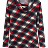 SC04047 Red Black Check Cowl-Neck Tunic ^