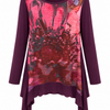 SC10170 Plum Abstract Floral Lace-Trim Tunic ^