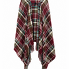 SC10186 Wine Tartan Hooded Toggle Cape ^