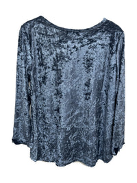 Back view of Sugar Crisp SC14897 Denim crushed velvet long sleeve top