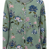 SC16507 Green Floral Diamante Button-Front Cardigan ^