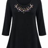 SCLT00600 Black Jewel Embellished Scoop Neck Tunic