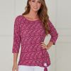 SC04079 Floral Side-Tie 3/4 Sleeve Top