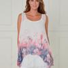 SC00753 Layered Floral Dip Hem Sleeveless Tunic