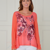 SC02819 Butterfly Print Lightweight Knit Top