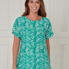 SC05623 Abstract Leaf Print Casual Blouse ^