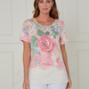 SC03241 Vintage Floral Print Tee with Glitter Detail