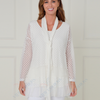SC02094 Sheer Layered Lace Blouse with Scarf Detail